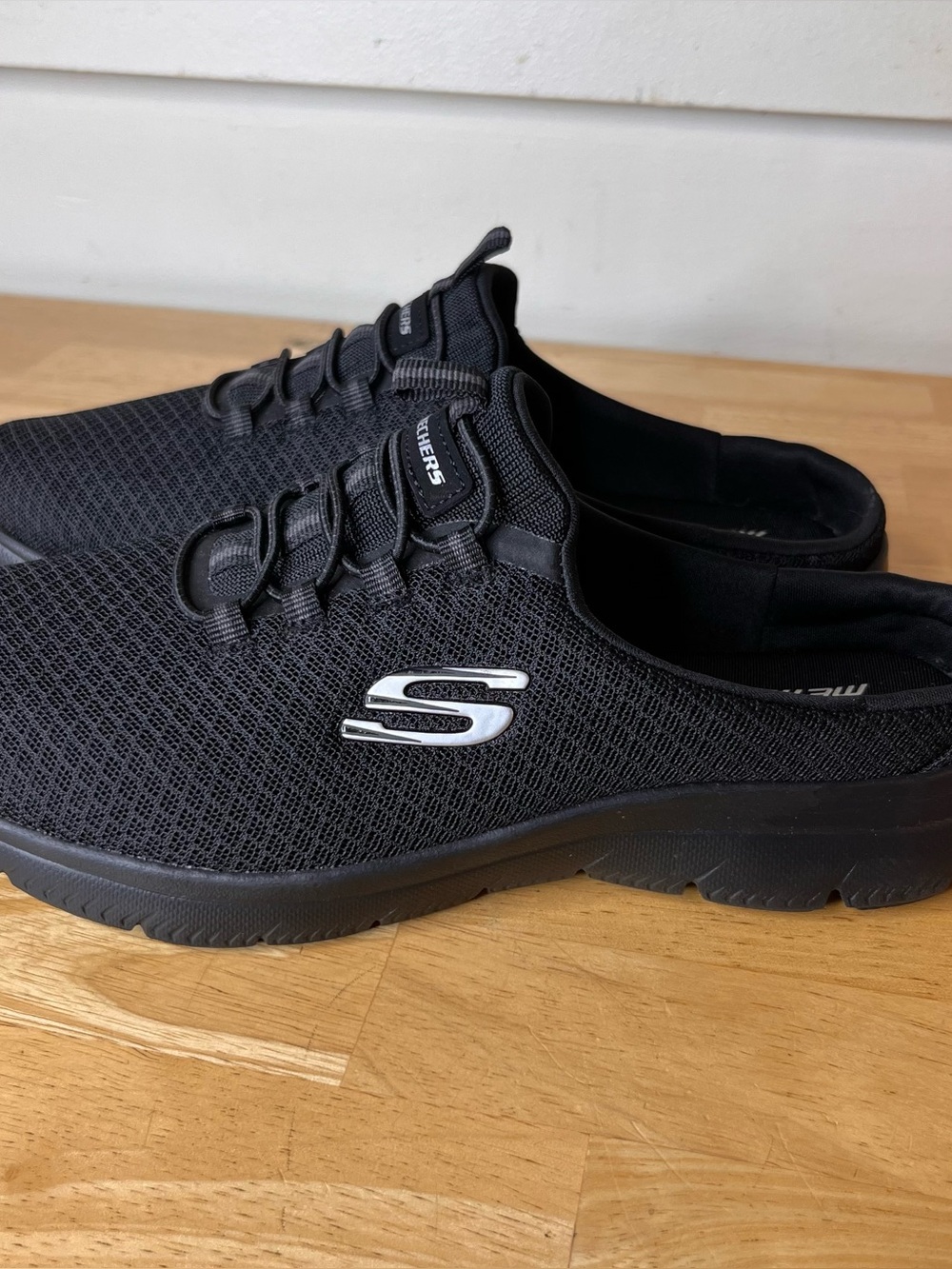 Skechers Black Mesh Slip-On Comfort Sneakers